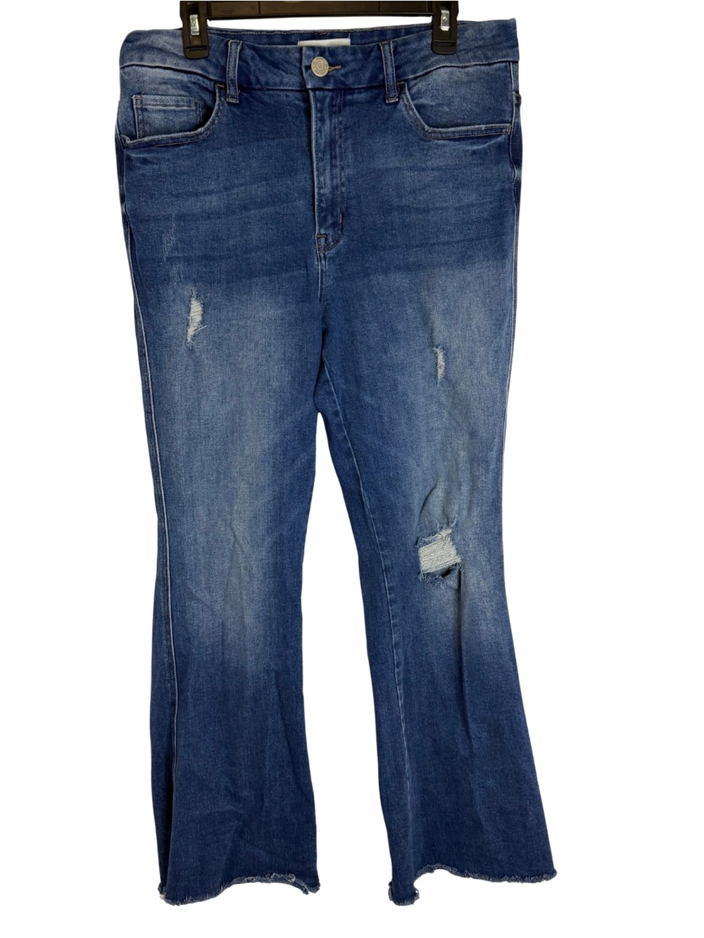 Vervet Women’s Mid-Blue Raw Hem Distressed Jeans